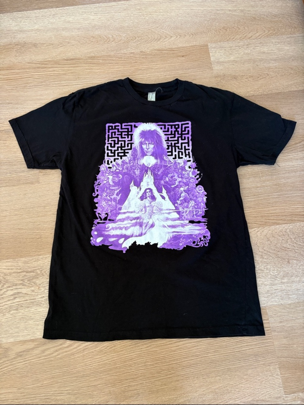 Black Graphic T-Shirt with David Bowie labyrinth - Picture 1 of 1